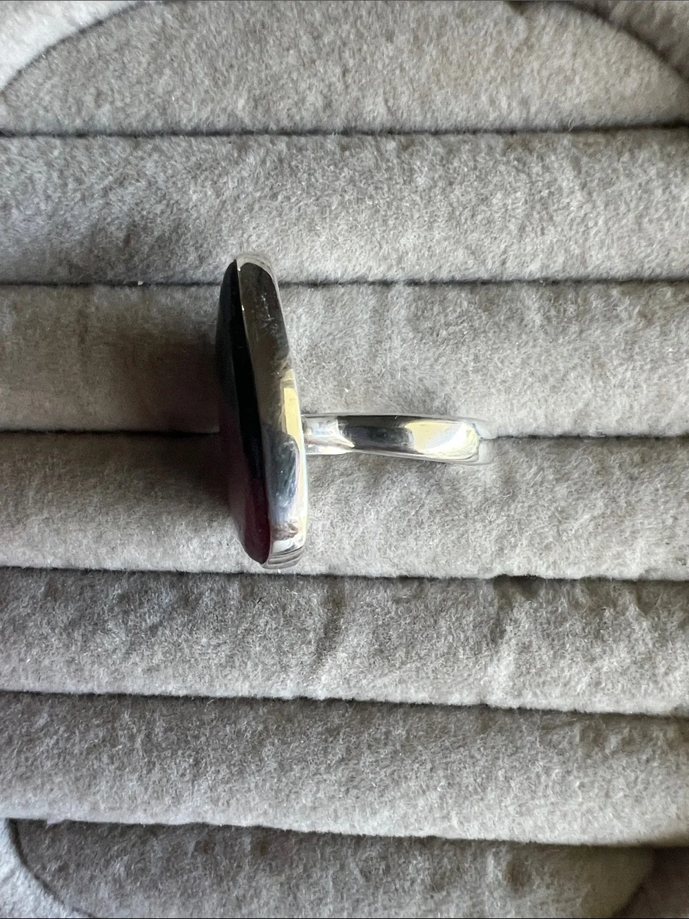 Two-Tone Rhodonite Teardrop Sterling Silver Ring